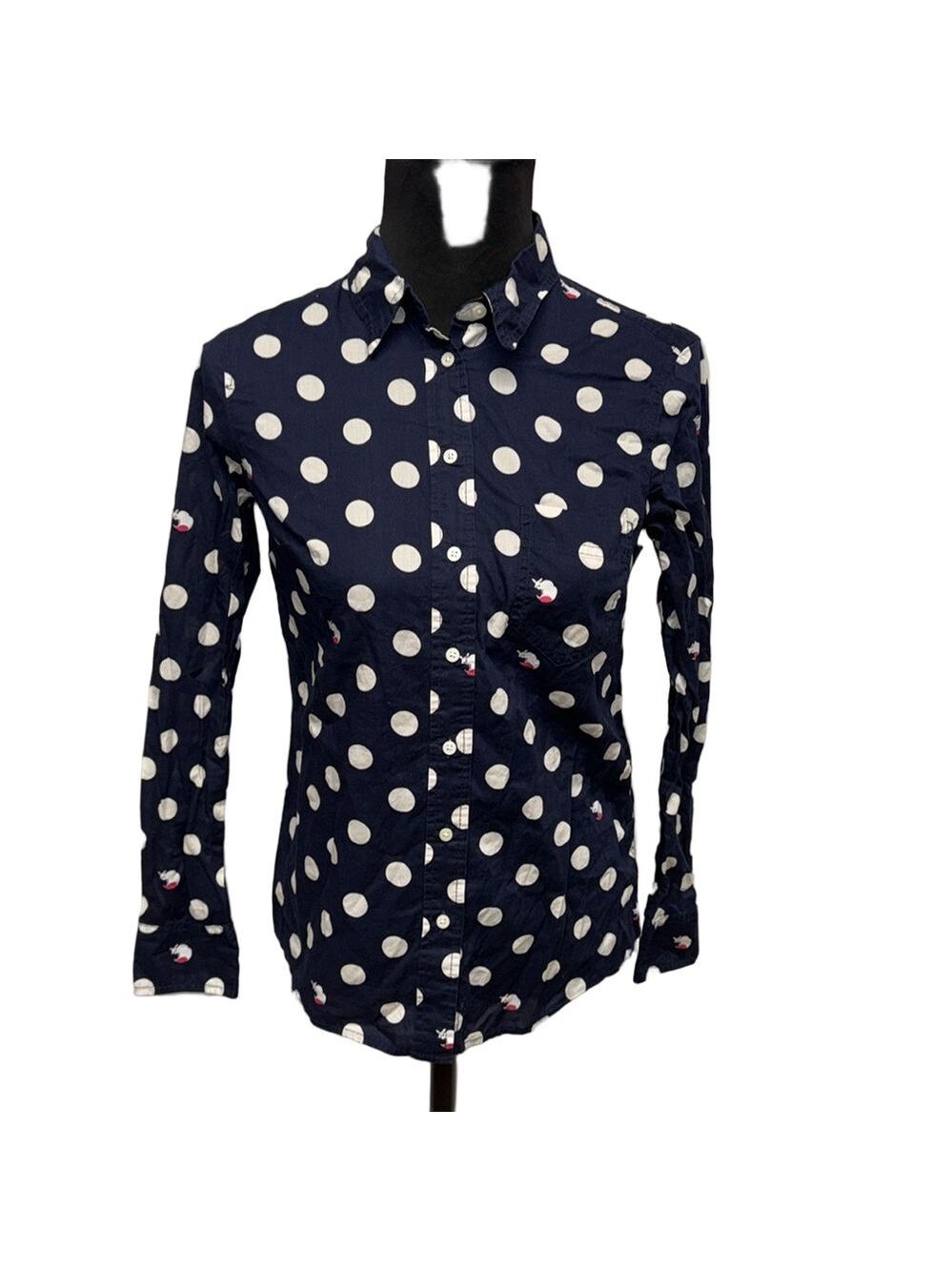 GAP Fitted Boyfriend Fox Polka Dot Print Button Down Shirt